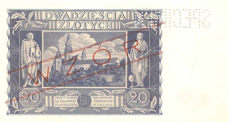 Banknoty Polska - PolandP77s-20Zlotych-1936-donatedvl_b.jpg