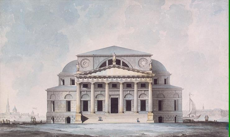 Q - Quarenghi Giacomo - Building of the Stock Exchange in St Petersburg. Facade and Perspect - OR-10507.jpg
