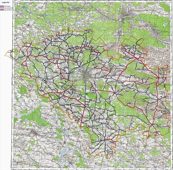 Stare Mapy Polski - Mapa sieci dróg - Kielce.jpg