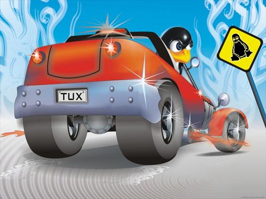 Tapety Linux Różne - tux_a_toda_velocidad-1024x768-234856.jpeg
