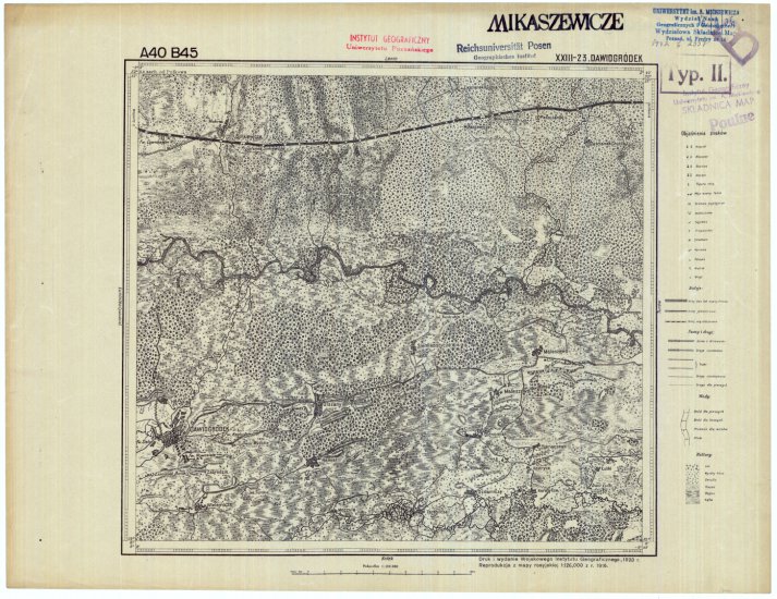 Mapa taktyczna Polski 1_100 000 - przedruki map zaborczych w cięciu rosyjskim - A40_B45_XXIII-23_DAWIDGRODEK_1923.jpg