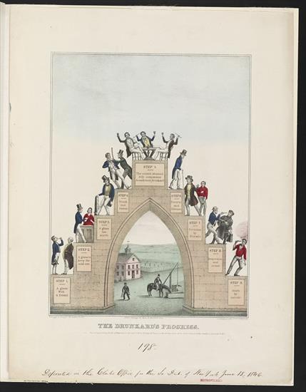Alkoholizm - The drunkards progress - Hand-colored lithograph by Kelloggs  Thayer, c. 1846.jpg