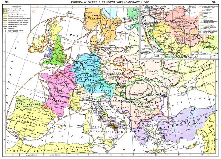 Atlas Historyczny Świata Polecam - 38-39_Europa w okresie Państwa Wielkomorawskiego.jpg