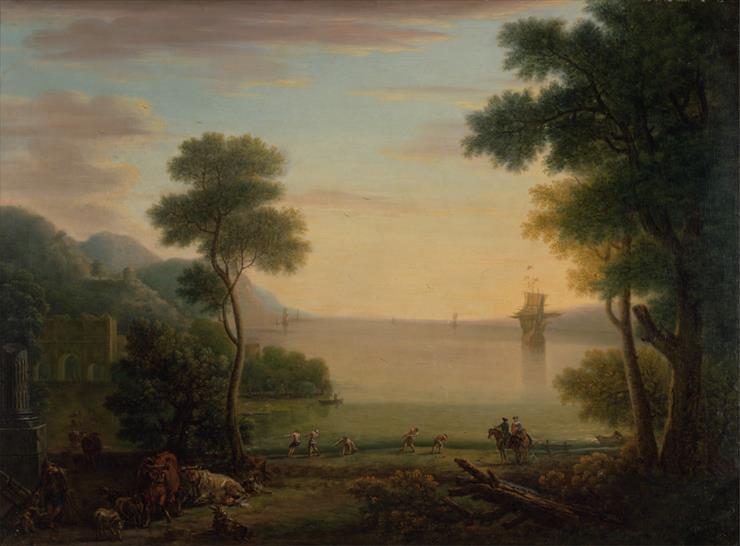 1682ca.-1764 John... - Classical Landscape with Figures and Animals, Sunset 88x118 1754 Yale Center for British Art.jpg